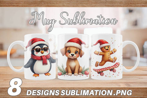 Mug Wrap Whimsical Holiday Friends Sublimation artnoy 
