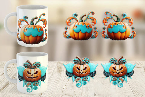 Mug Wrap Whimsical Pumpkin Sticker Sublimation artnoy 