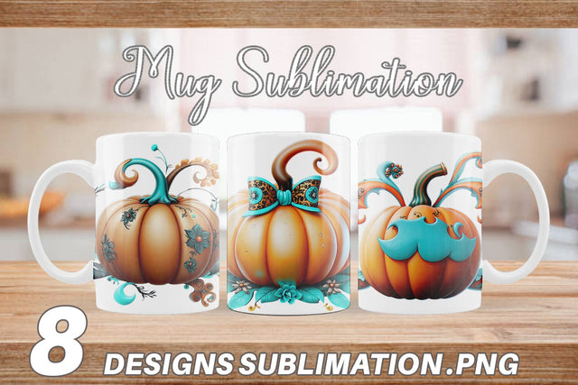 Mug Wrap Whimsical Pumpkin Sticker Sublimation artnoy 