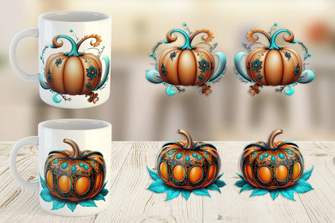 Mug Wrap Whimsical Pumpkin Sticker Sublimation artnoy 