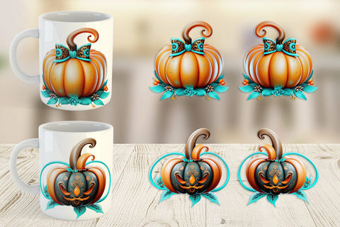 Mug Wrap Whimsical Pumpkin Sticker Sublimation artnoy 