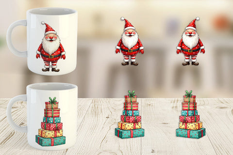 Mug Wrap Whimsical Santa Workshop Sublimation artnoy 