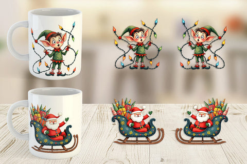 Mug Wrap Whimsical Santa Workshop Sublimation artnoy 