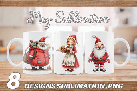 Mug Wrap Whimsical Santa Workshop Sublimation artnoy 