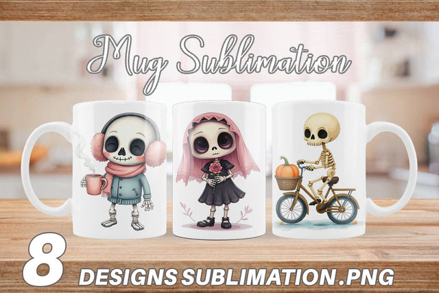 Mug Wrap Whimsical Skeletons Sublimation artnoy 