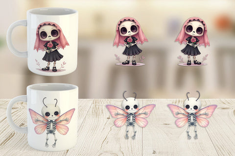 Mug Wrap Whimsical Skeletons Sublimation artnoy 