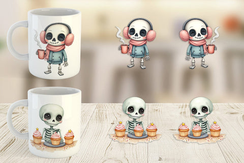 Mug Wrap Whimsical Skeletons Sublimation artnoy 