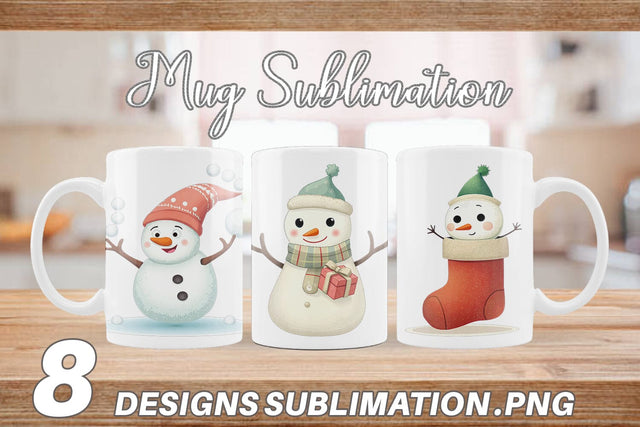 Mug Wrap Whimsical Snowman Christmas Sublimation artnoy 