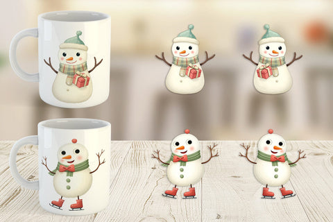 Mug Wrap Whimsical Snowman Christmas Sublimation artnoy 