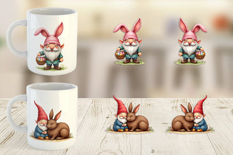 Mug Wrap Whimsical Spring Garden Gnomes Easter Sublimation artnoy 