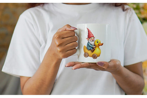 Mug Wrap Whimsical Spring Garden Gnomes Easter Sublimation artnoy 