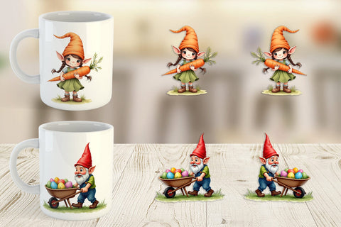Mug Wrap Whimsical Spring Garden Gnomes Easter Sublimation artnoy 