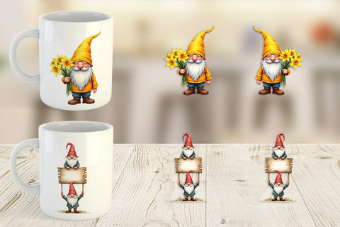 Mug Wrap Whimsical Spring Garden Gnomes Easter Sublimation artnoy 