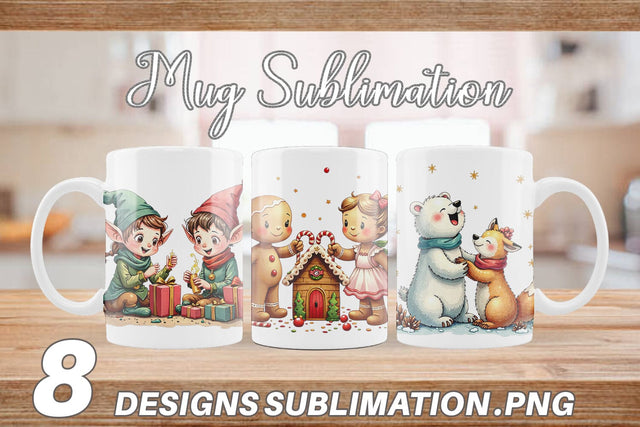 Mug Wrap Whimsical Watercolor Christmas Sublimation artnoy 
