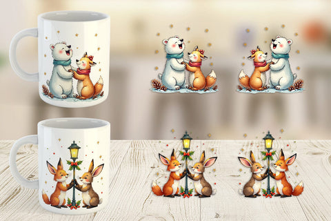 Mug Wrap Whimsical Watercolor Christmas Sublimation artnoy 