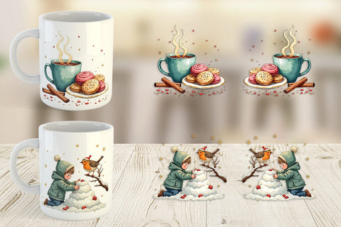 Mug Wrap Whimsical Watercolor Christmas Sublimation artnoy 