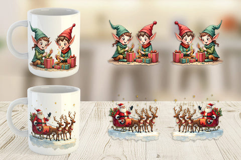 Mug Wrap Whimsical Watercolor Christmas Sublimation artnoy 