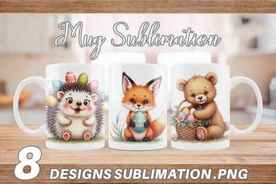 Mug Wrap Whimsical Woodland Friends Easter Watercolor Sublimation artnoy 