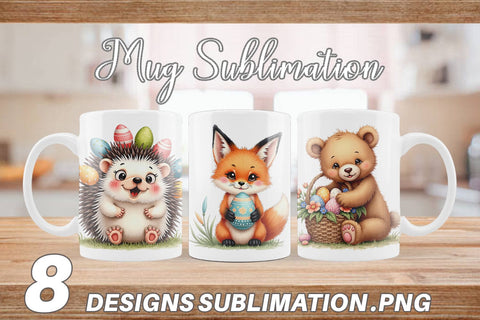 Mug Wrap Whimsical Woodland Friends Easter Watercolor Sublimation artnoy 