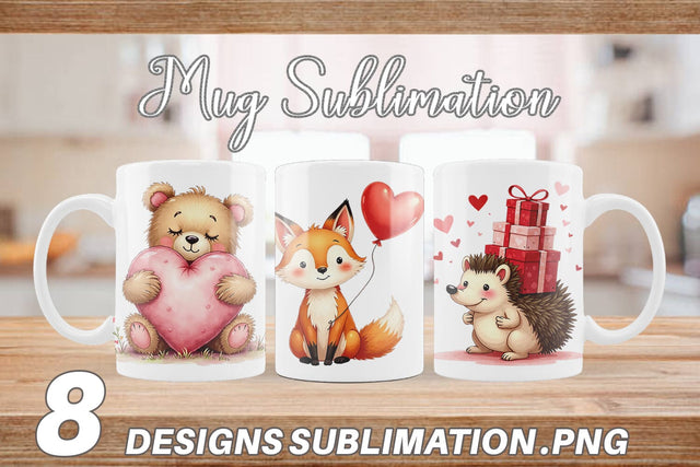 Mug Wrap Whimsical Woodland Valentine Watercolor Sublimation artnoy 