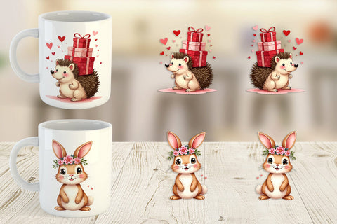 Mug Wrap Whimsical Woodland Valentine Watercolor Sublimation artnoy 