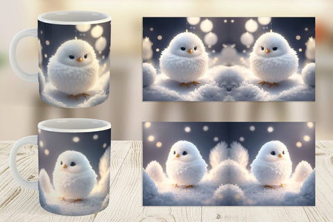 Mug Wrap White Bird Christmas Sublimation artnoy 