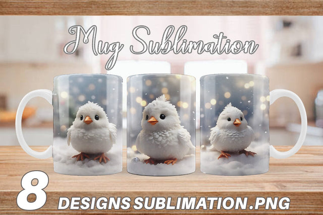 Mug Wrap White Bird Christmas Sublimation artnoy 