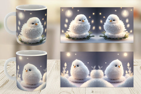 Mug Wrap White Bird Christmas Sublimation artnoy 