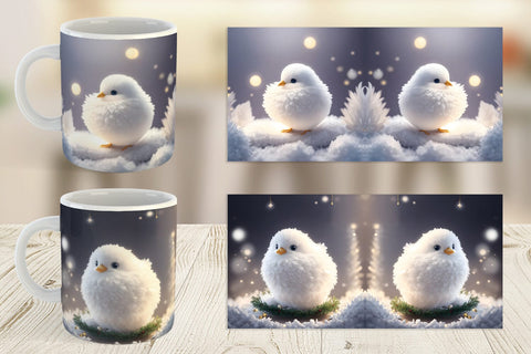 Mug Wrap White Bird Christmas Sublimation artnoy 
