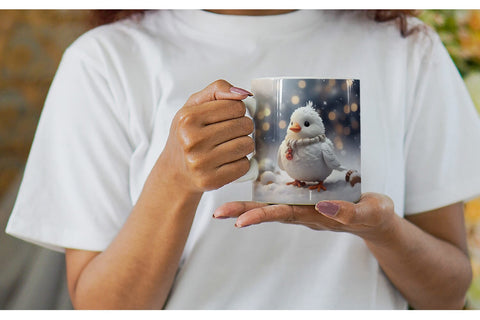 Mug Wrap White Bird Christmas Sublimation artnoy 
