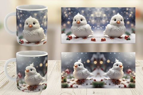 Mug Wrap White Bird Christmas Sublimation artnoy 