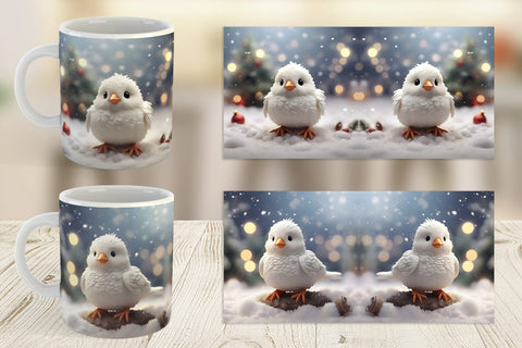 Mug Wrap White Bird Christmas Sublimation artnoy 