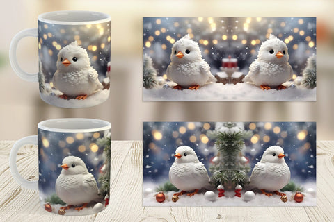 Mug Wrap White Bird Christmas Sublimation artnoy 