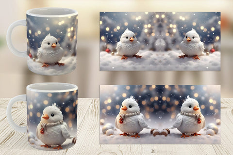 Mug Wrap White Bird Christmas Sublimation artnoy 