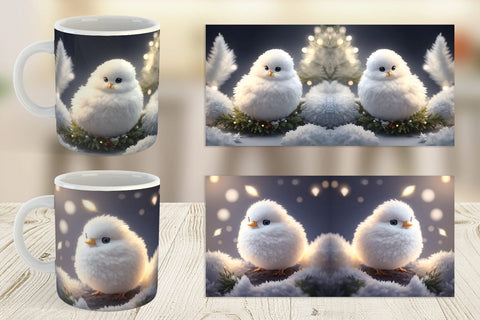 Mug Wrap White Bird Christmas Sublimation artnoy 