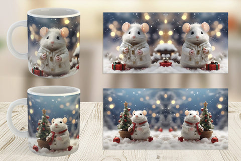 Mug Wrap White Rat Christmas Sublimation artnoy 