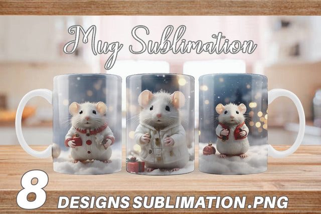 Mug Wrap White Rat Christmas Sublimation artnoy 