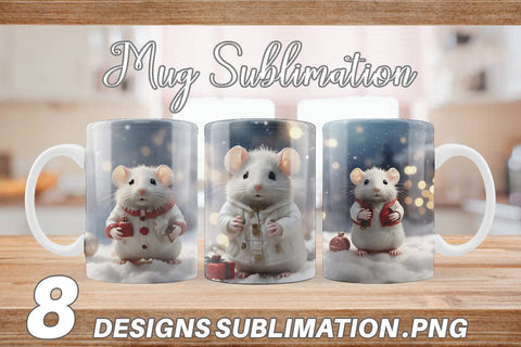 Mug Wrap White Rat Christmas Sublimation artnoy 