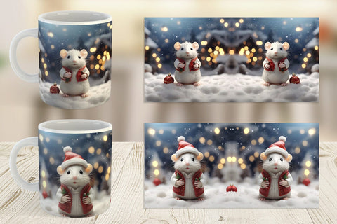 Mug Wrap White Rat Christmas Sublimation artnoy 