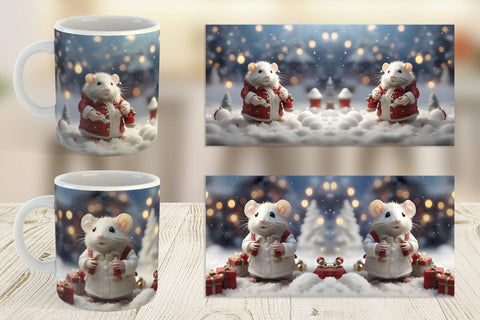 Mug Wrap White Rat Christmas Sublimation artnoy 