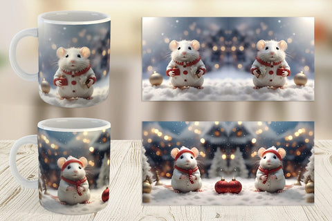 Mug Wrap White Rat Christmas Sublimation artnoy 