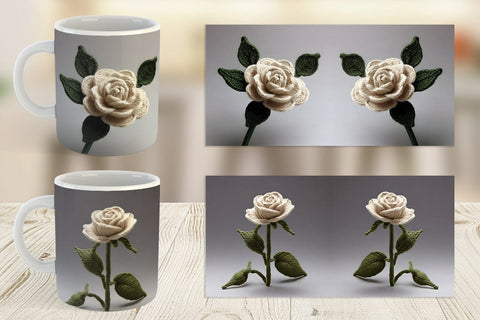 Mug Wrap White Rose Embroidery Sublimation artnoy 