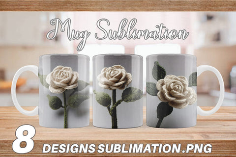 Mug Wrap White Rose Embroidery Sublimation artnoy 