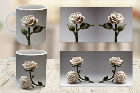Mug Wrap White Rose Embroidery Sublimation artnoy 