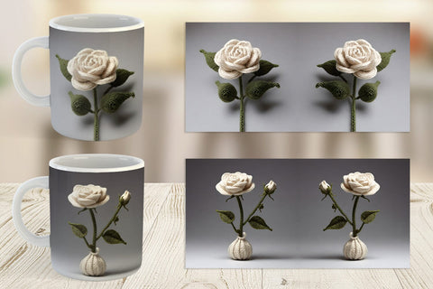 Mug Wrap White Rose Embroidery Sublimation artnoy 
