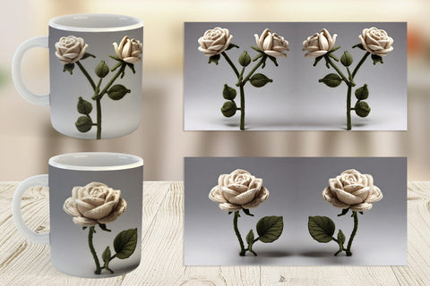 Mug Wrap White Rose Embroidery Sublimation artnoy 