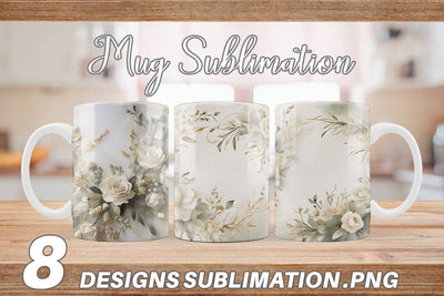 Mug Wrap White Wedding Flower Sublimation artnoy 