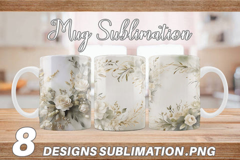 Mug Wrap White Wedding Flower Sublimation artnoy 