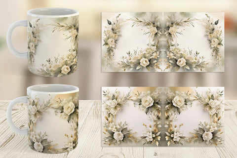 Mug Wrap White Wedding Flower Sublimation artnoy 