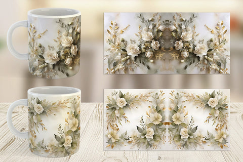 Mug Wrap White Wedding Flower Sublimation artnoy 
